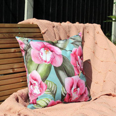 Orchids Outdoor Pillow Duck Egg