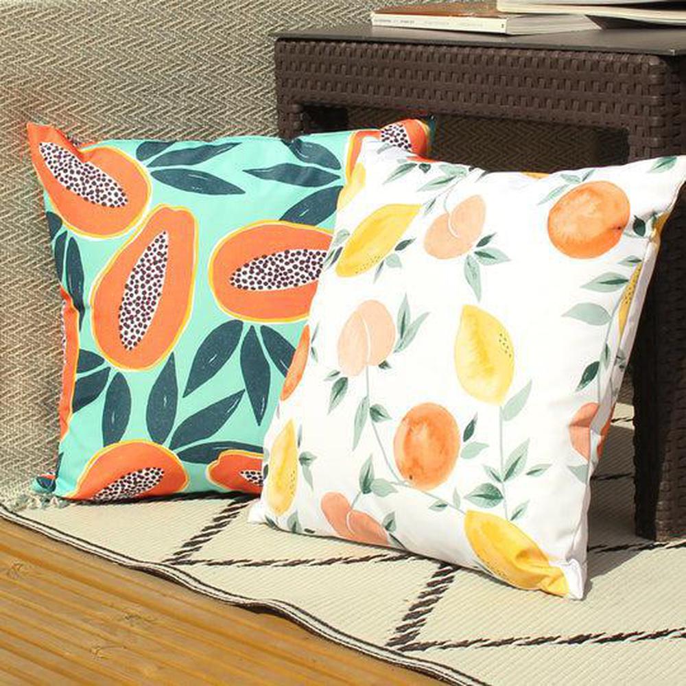 Papaya Outdoor Pillow Aqua