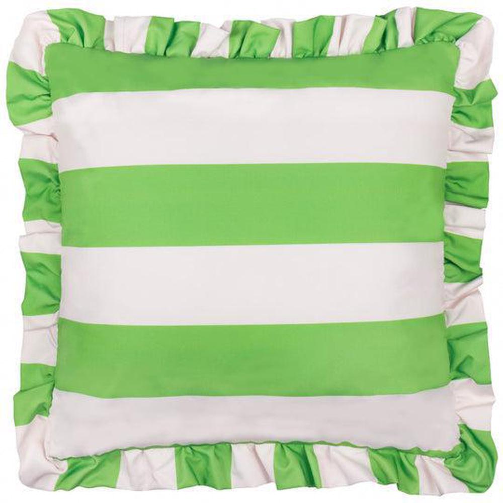 Palm Royale Stripe Ruffle Outdoor Pillow Green