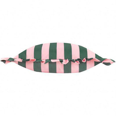 Palm Royale Stripe Ruffle Outdoor Pillow Pink Green