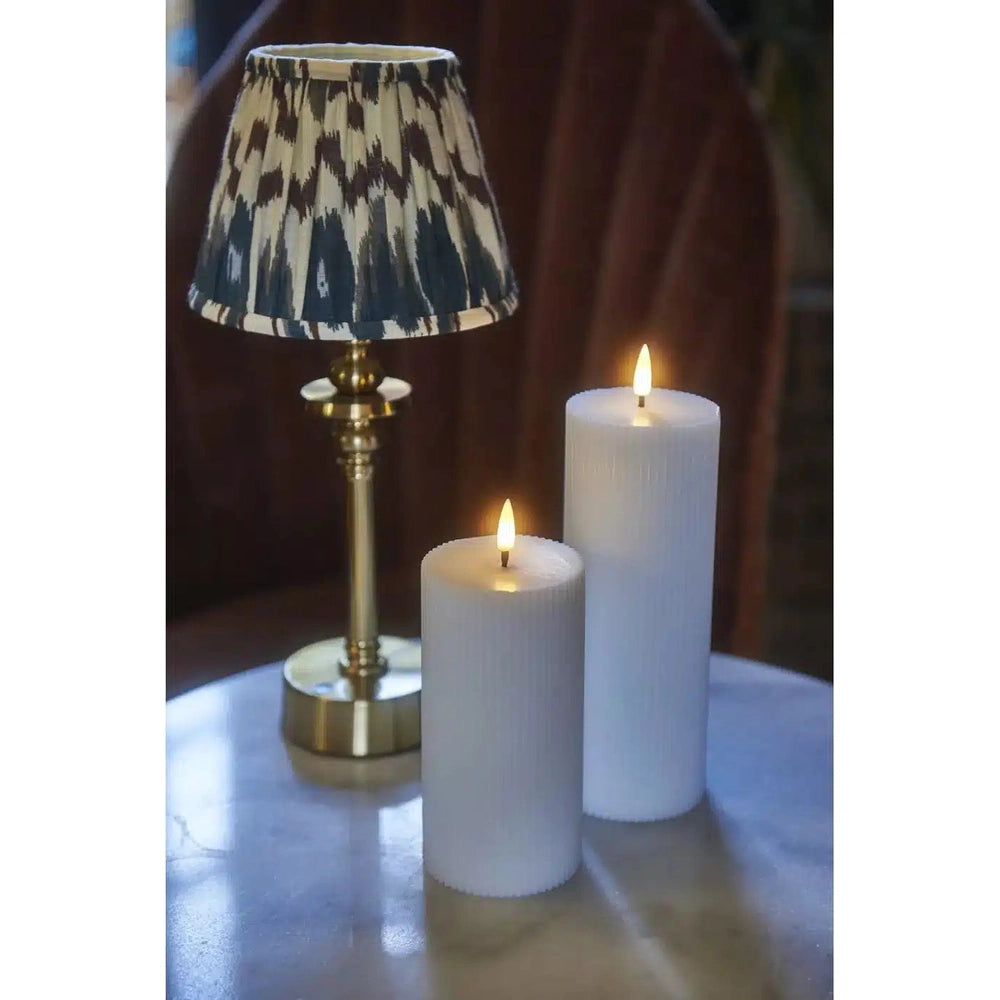 x2 Ribbed Pillar Candle White