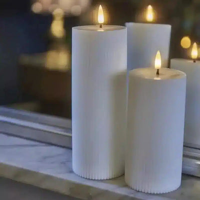 X6 Ribbed LED Candles White