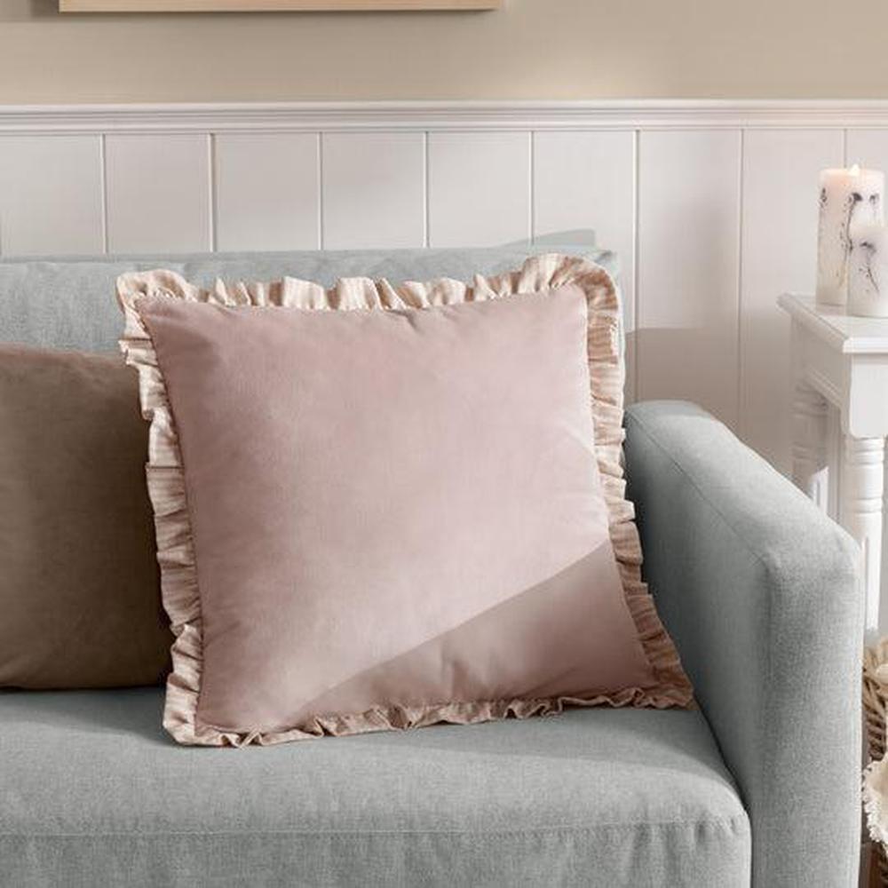 Solene Ruffle Matte Velvet Pillow Pink