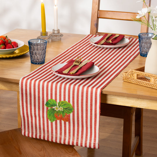 Strawberry Stripes Table Runner Candy Cane