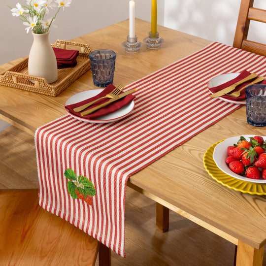 Strawberry Stripes Table Runner Candy Cane