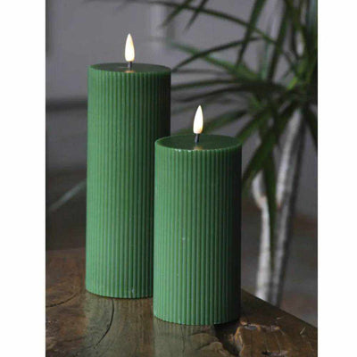 X6 Ribbed LED Candles Green