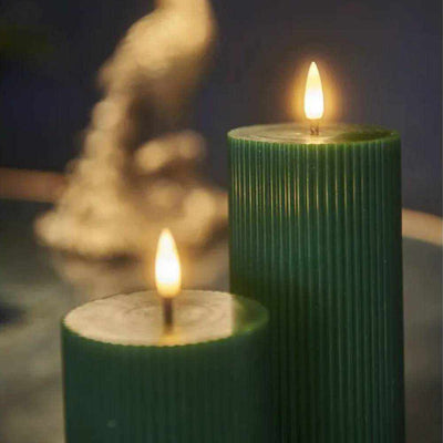 X6 Ribbed LED Candles Green