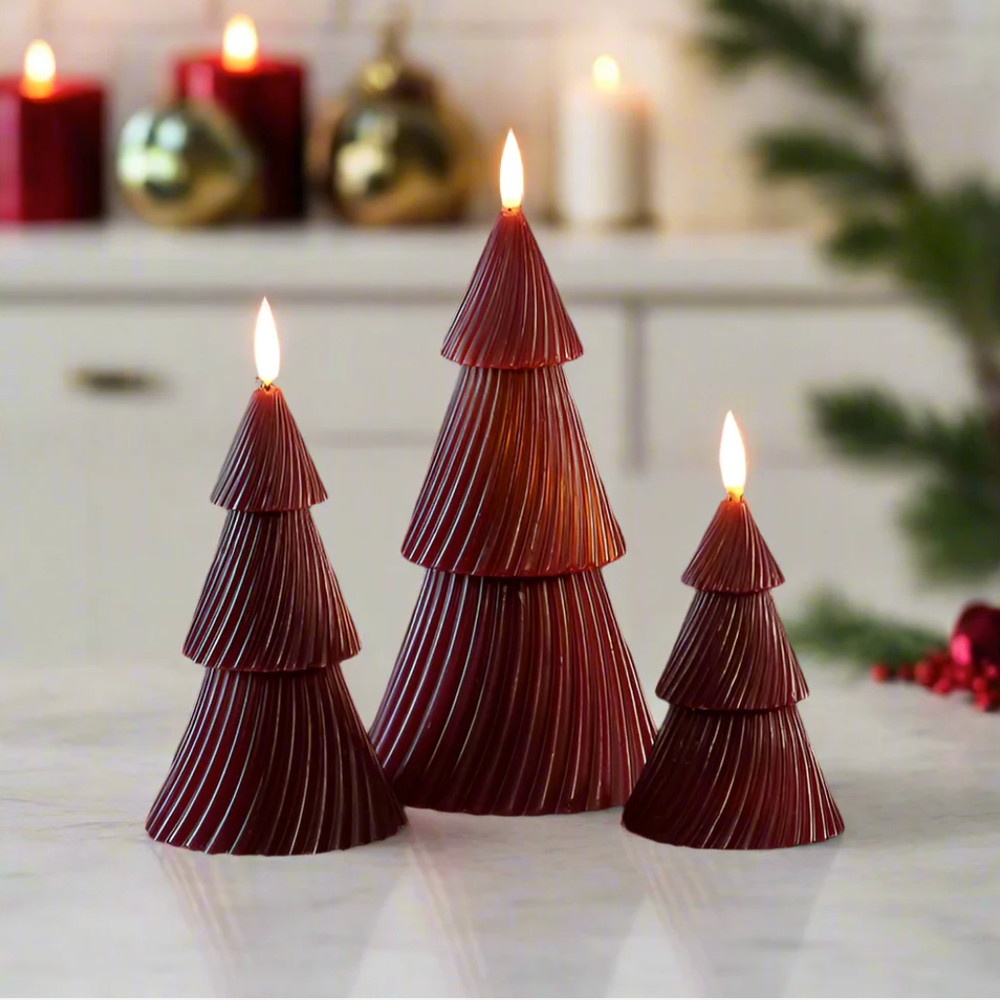 x6 LED Tree Candles Burgundy