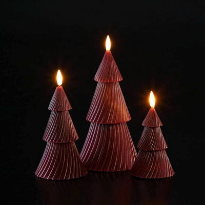 x6 LED Tree Candles Burgundy