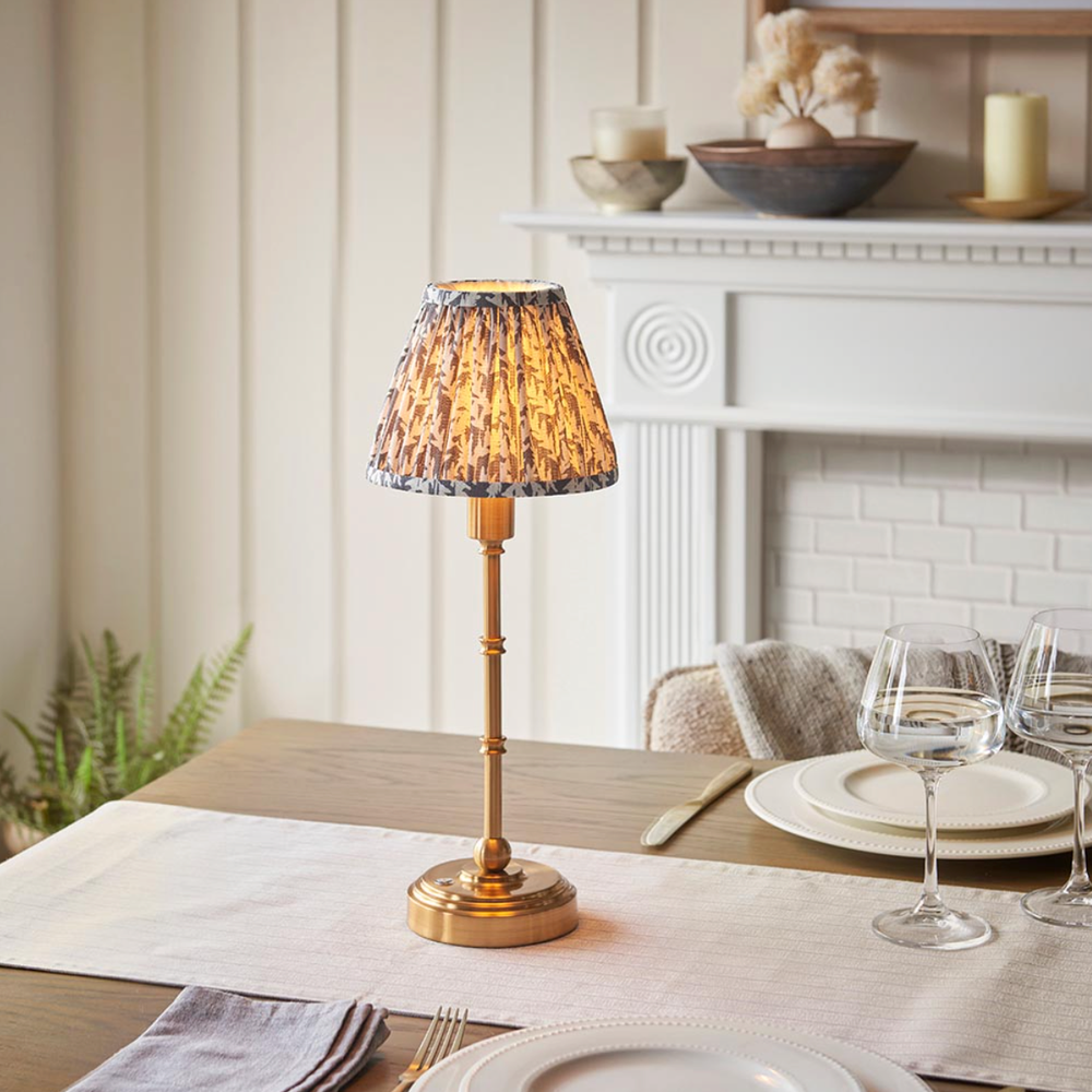 Burley Rechargeable Table Lamp with Leaf Shade