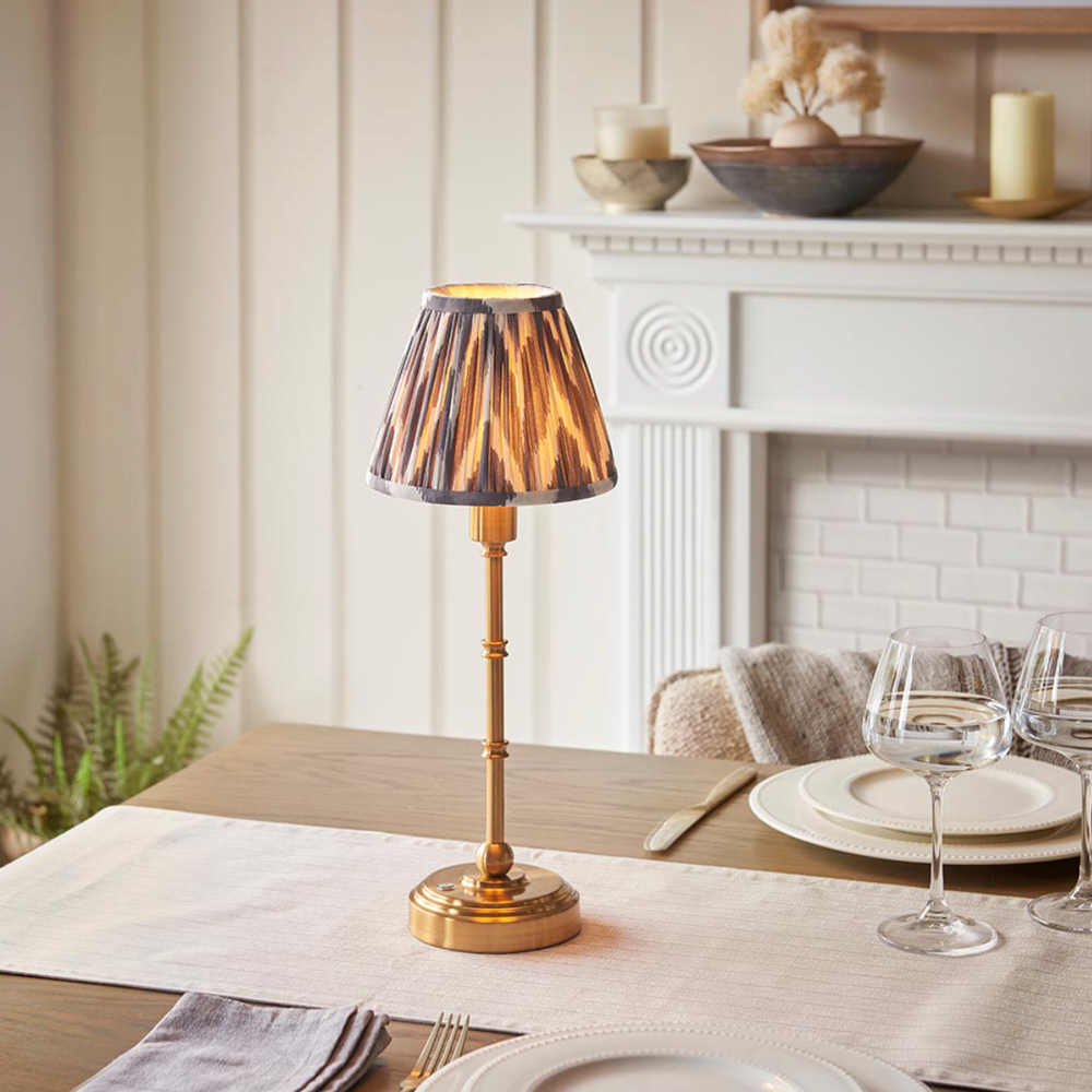 Burley Rechargeable Table Lamp with Zigzag Shade