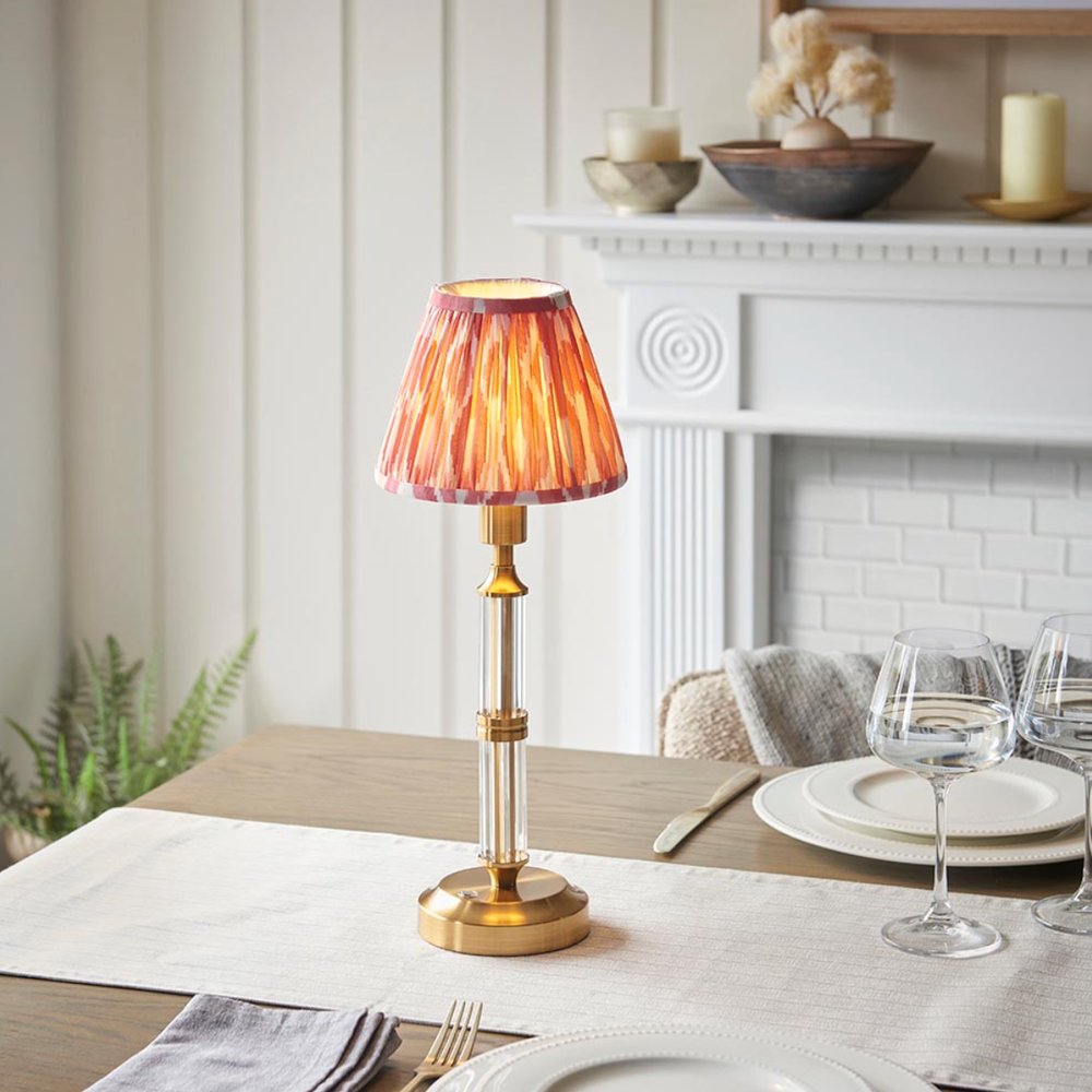 Morton Rechargeable Table Lamp with Ikat Shade