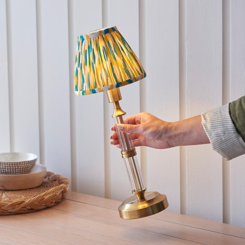 Morton Rechargeable Table Lamp with Ikat Shade