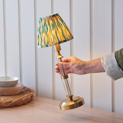 Morton Rechargeable Table Lamp with Ikat Shade