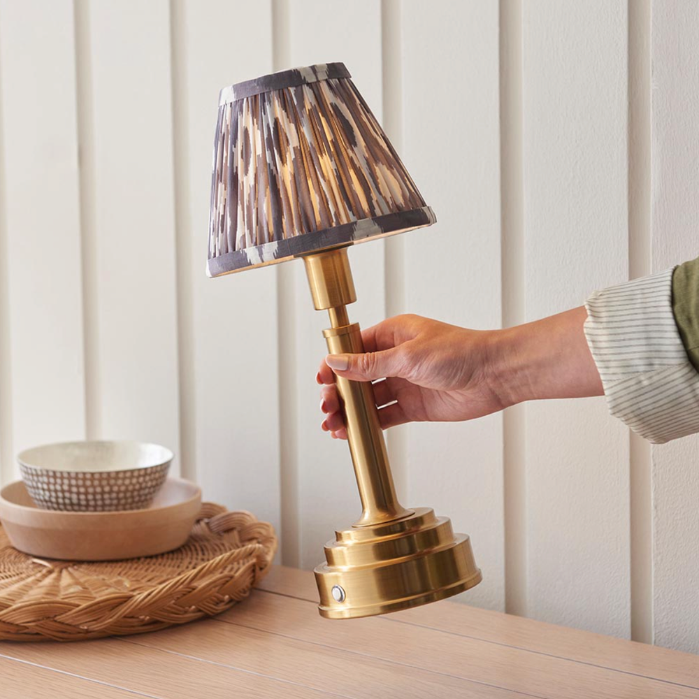 Upton Rechargeable Table Lamp with Zigzag Shade