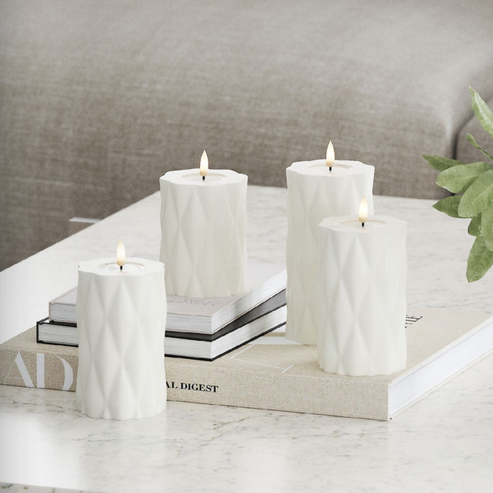 x6 LED Harlequin Candles White