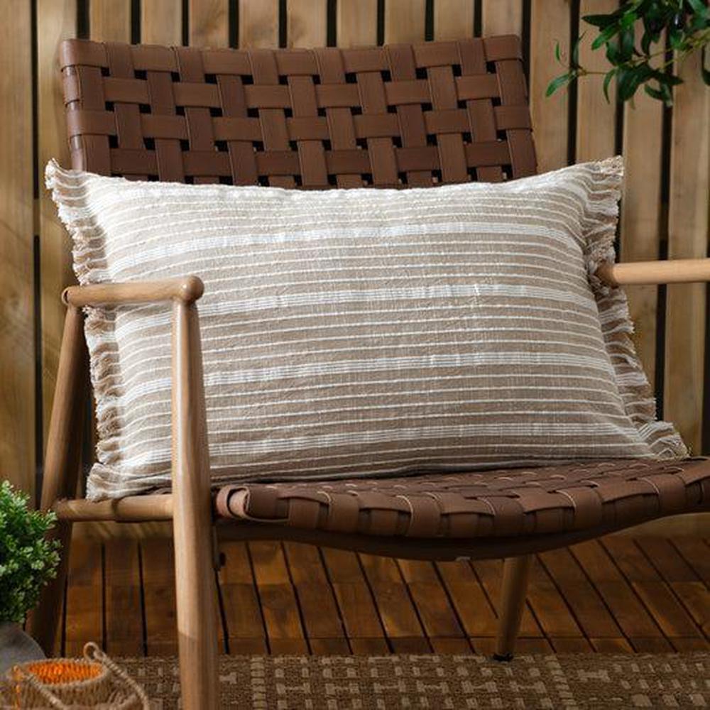 Tide Textured Stripe Outdoor Pillow Natural