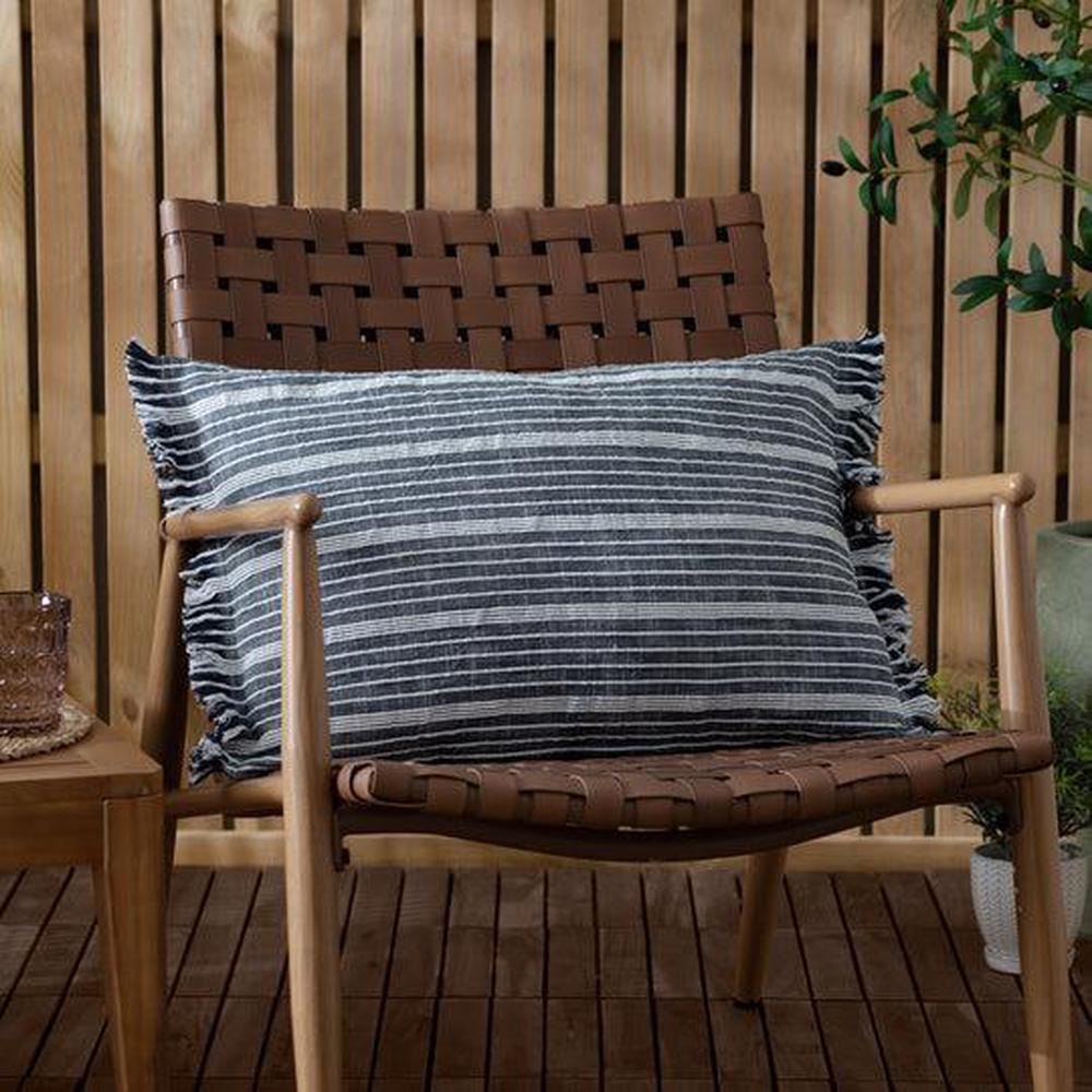 Tide Textured Stripe Outdoor Pillow Navy