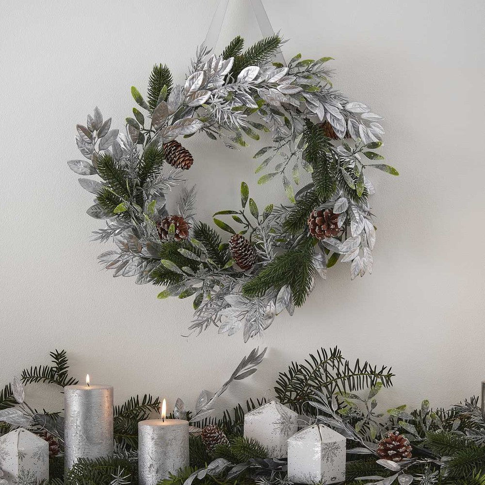 Silver Foliage Christmas Wreath