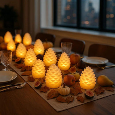 x24 LED Wax Pinecone Mini Lights