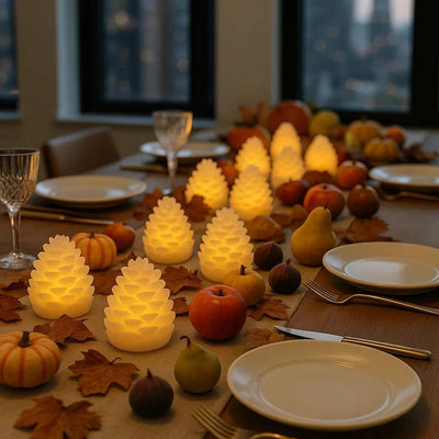 x24 LED Wax Pinecone Mini Lights
