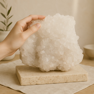 XL White Quartz Druzy Cluster