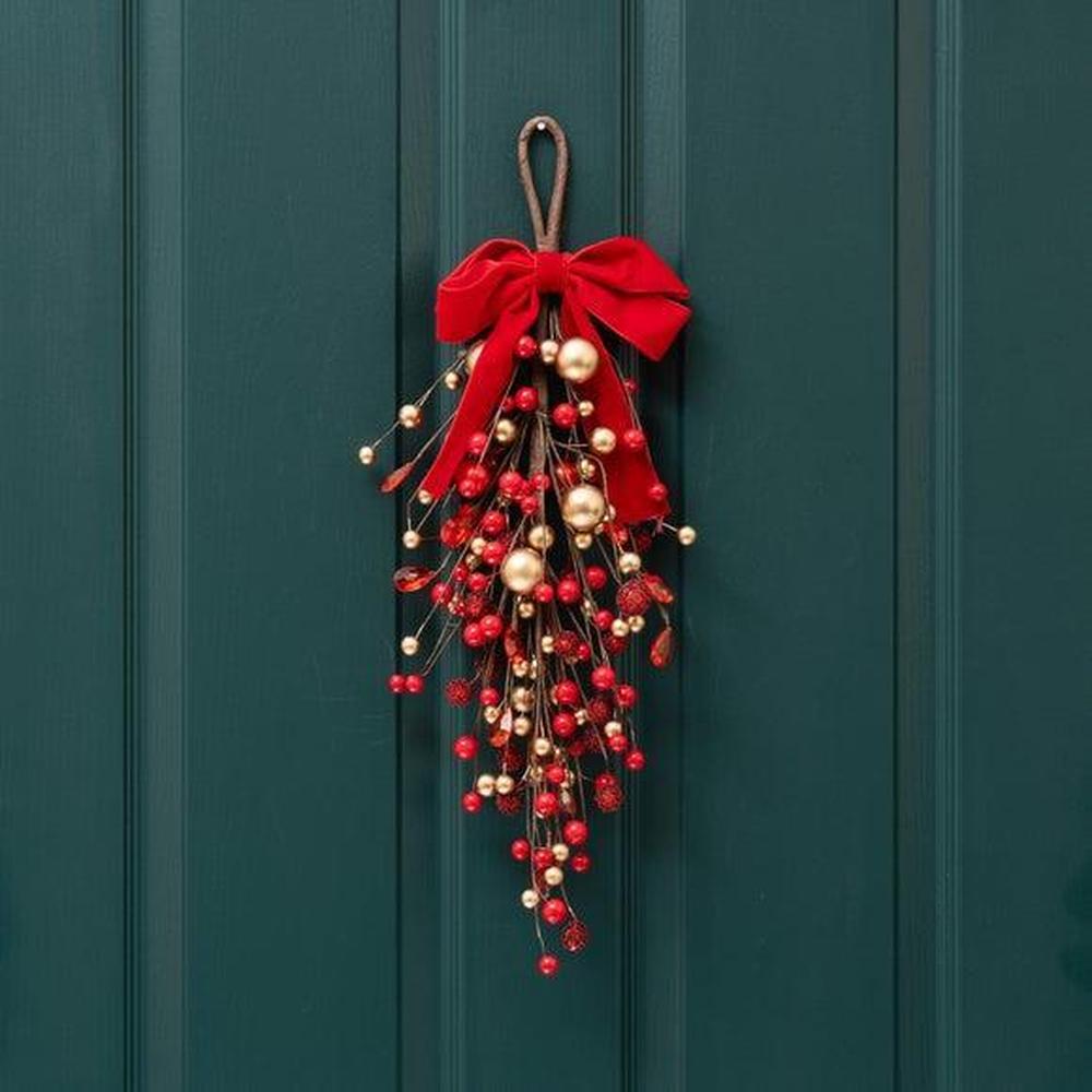 Artificial Bauble & Berry with Red Bow