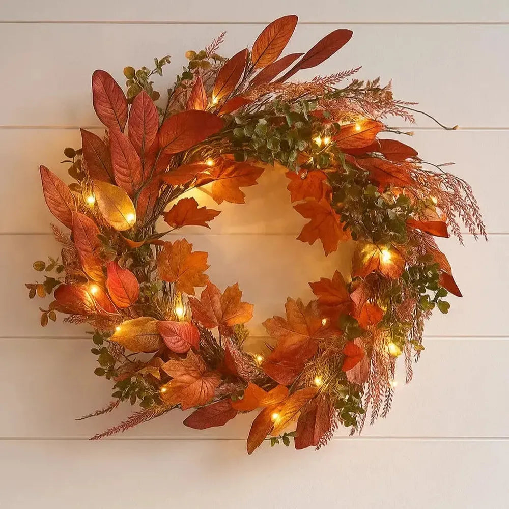 Pre Lit Maple Leaf Fall Wreath