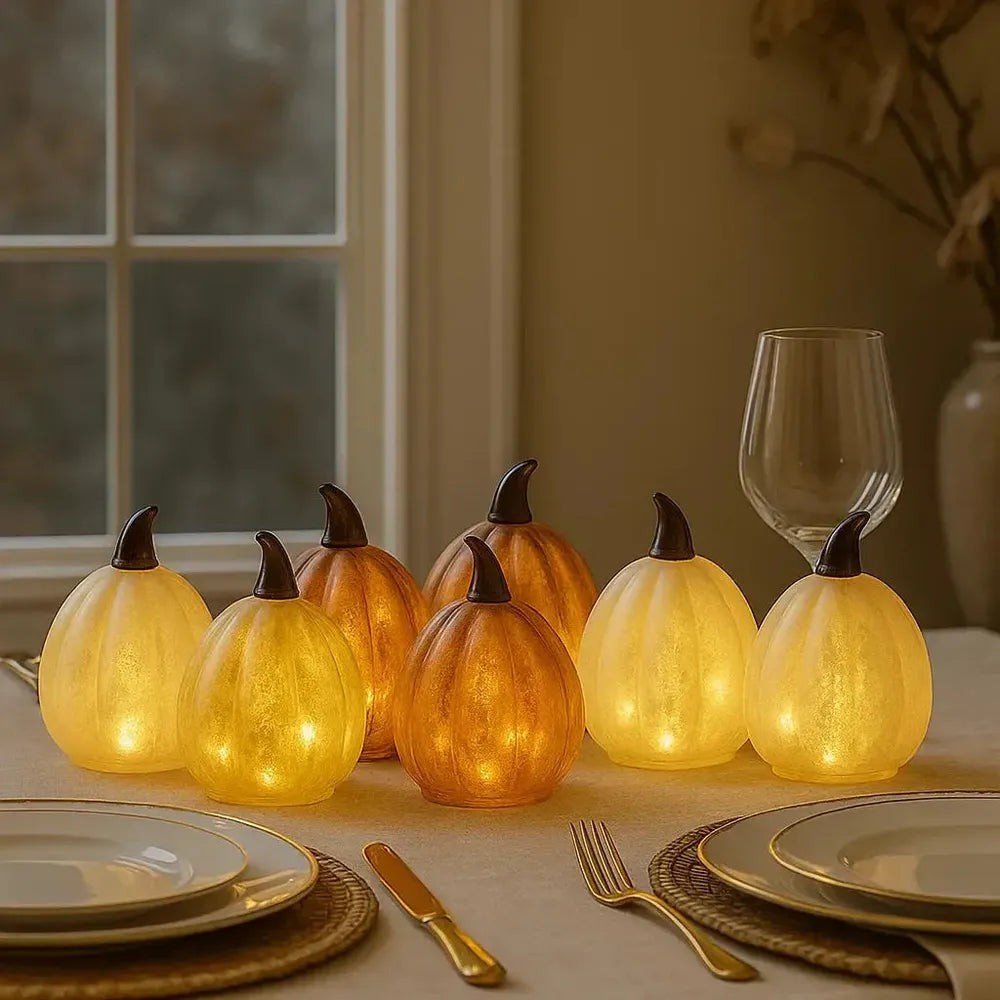 x12 Glass Table Pumpkin Lights