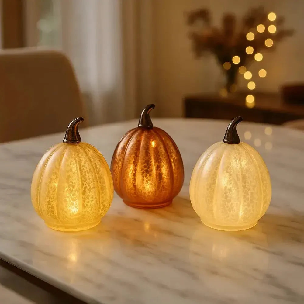 x12 Glass Table Pumpkin Lights