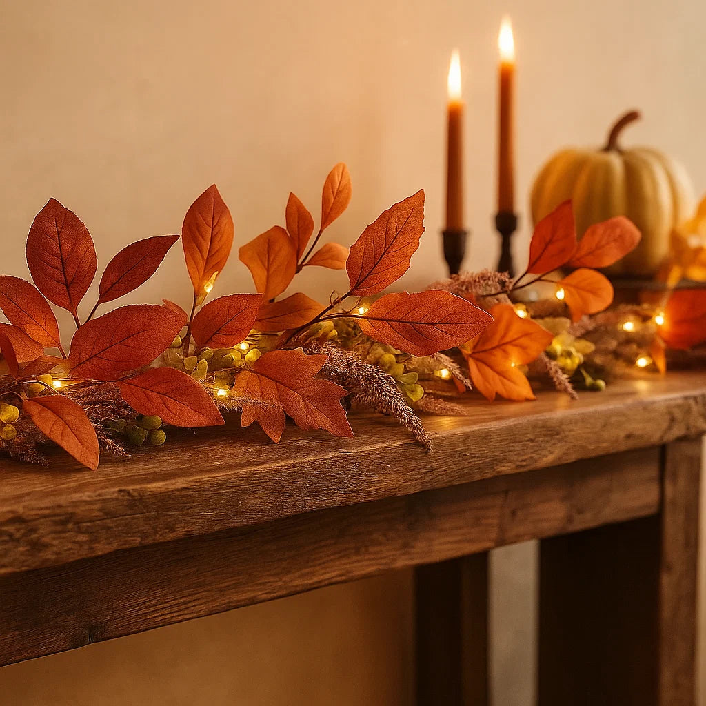 Pre Lit Maple Leaf Fall Garland