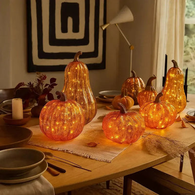 x6 Large Fall Glass Pumpkin Lights