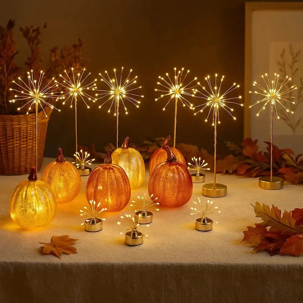 x6 Table Starburst x6 Glass Pumpkin Lights x12 Starburst Tealights Pack