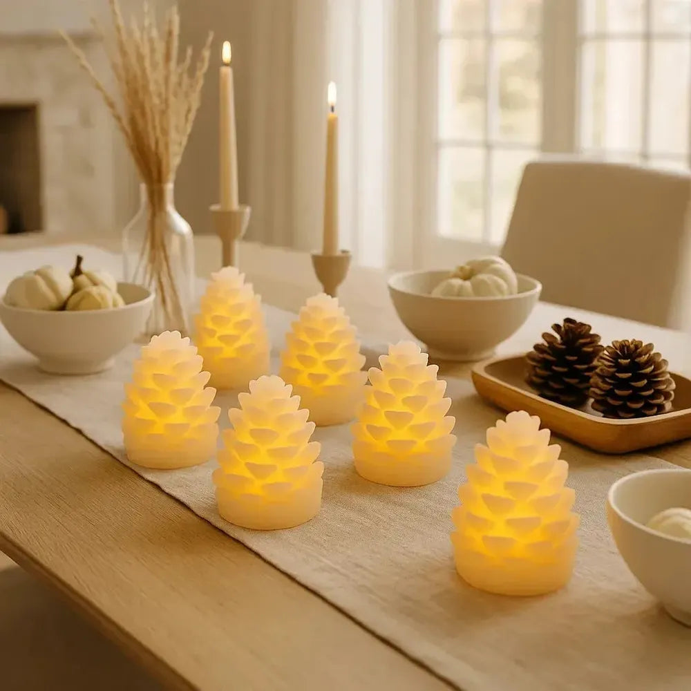 x24 LED Wax Pinecone Mini Lights