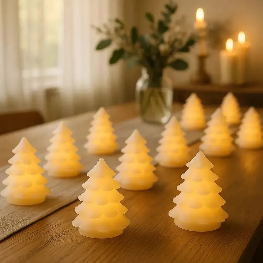 x12 LED Wax Mini Pine Tree Lights