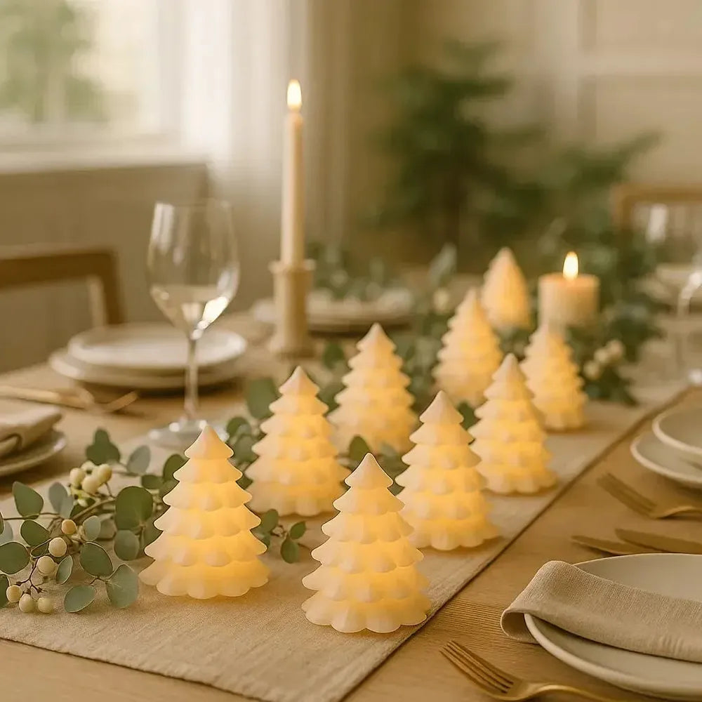 x12 LED Wax Mini Pine Tree Lights