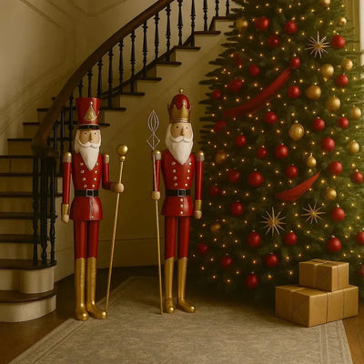 Metal Standing Red Soldier Pair