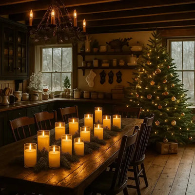 x18 LED Glass Candles