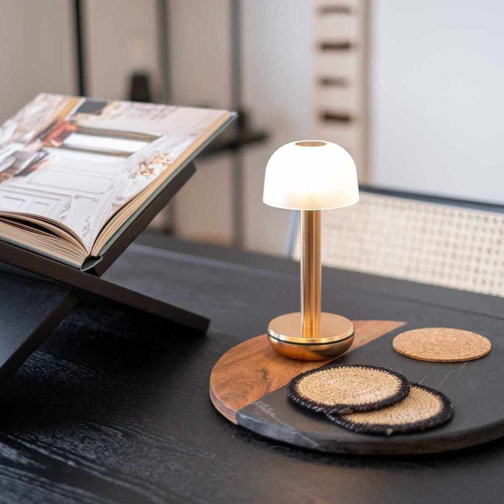 Coral Re-chargeable Table Lamp Gold Frosted