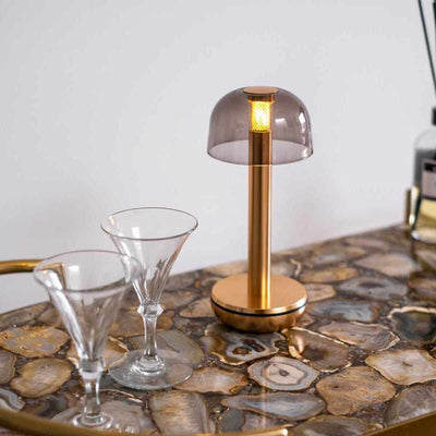 Coral Re-chargeable Table Lamp Gold Smoked