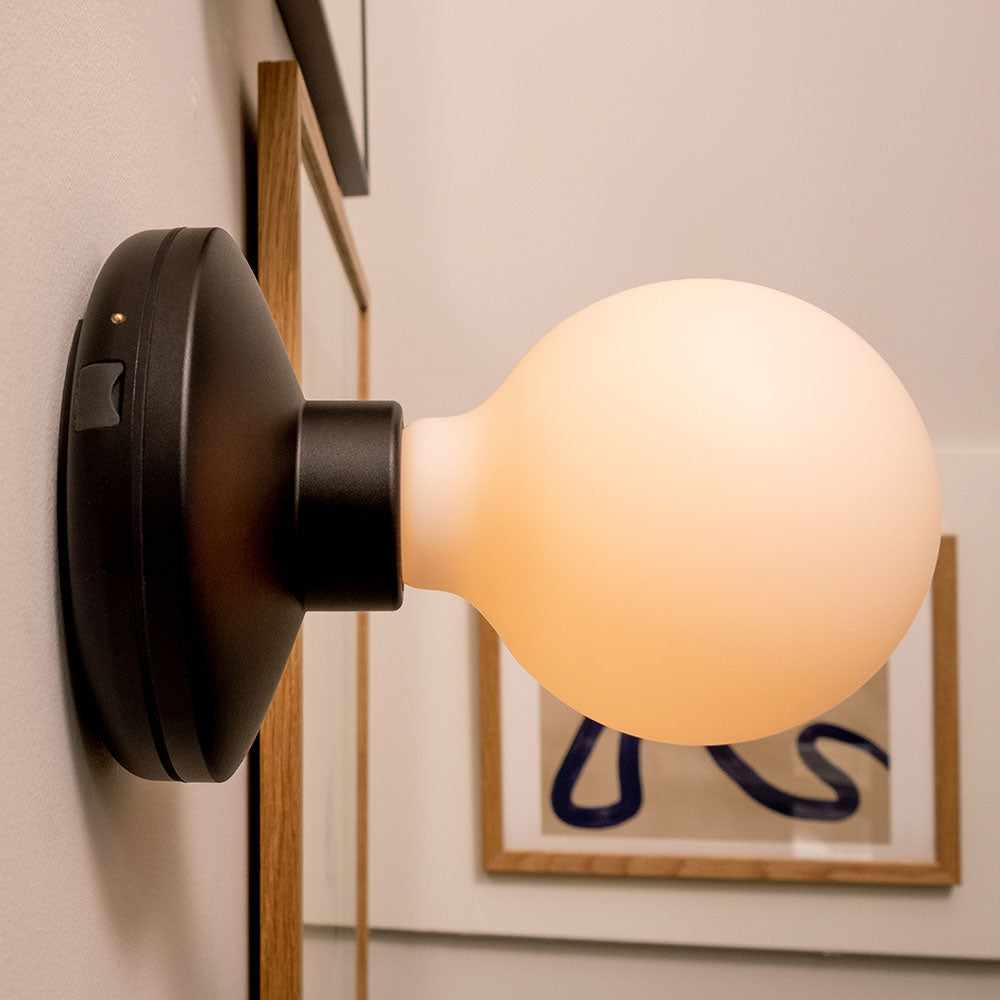 Cordless Wall Light Black Frosted
