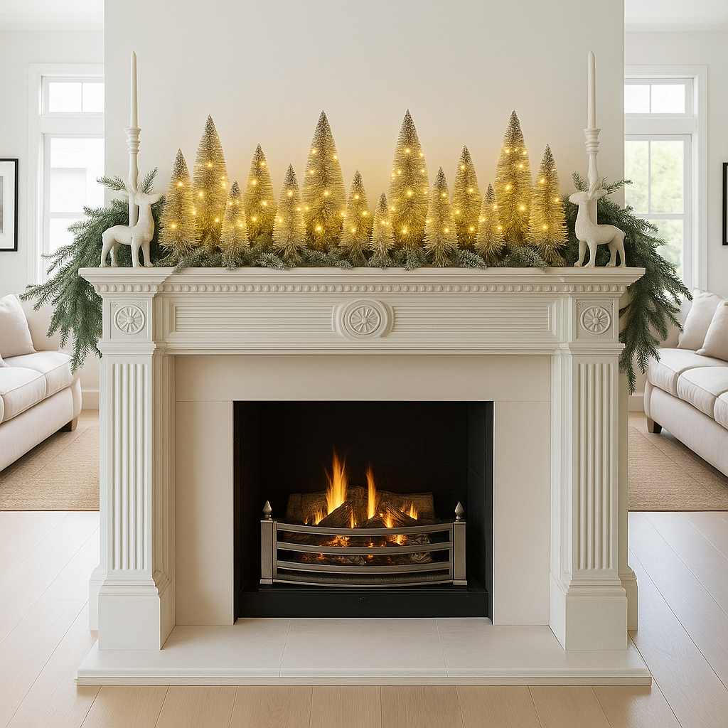 x2 White Fir Forest Scene Lights