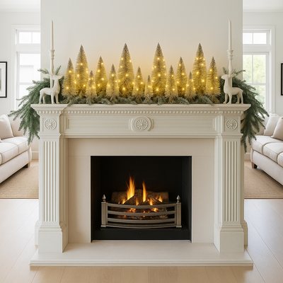 x2 White Fir Forest Scene Lights