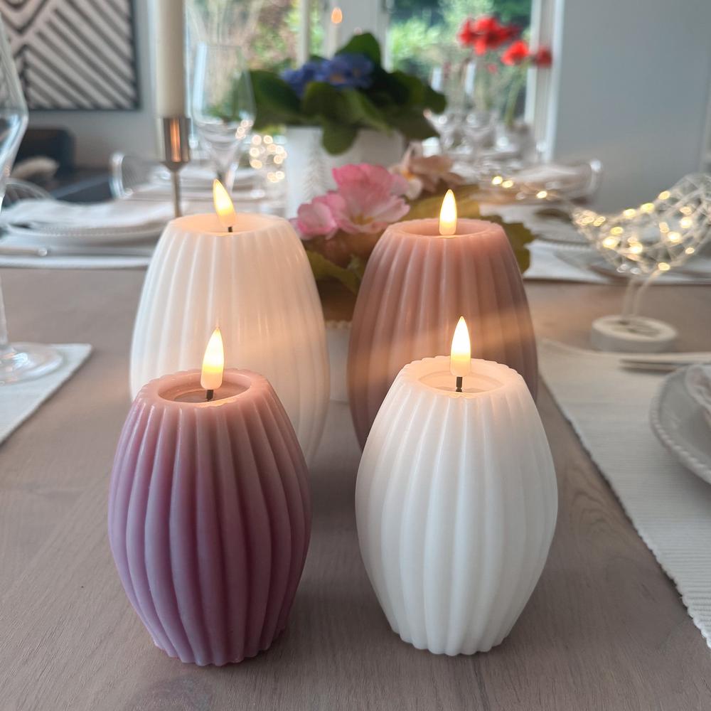 x4 LED Rill Candles Lilac & White