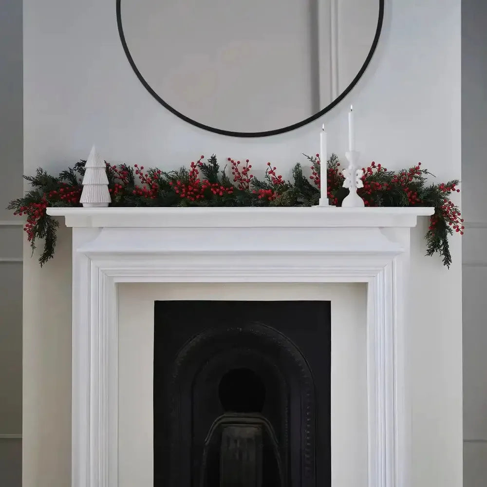 Red Berry Foliage Christmas Garland