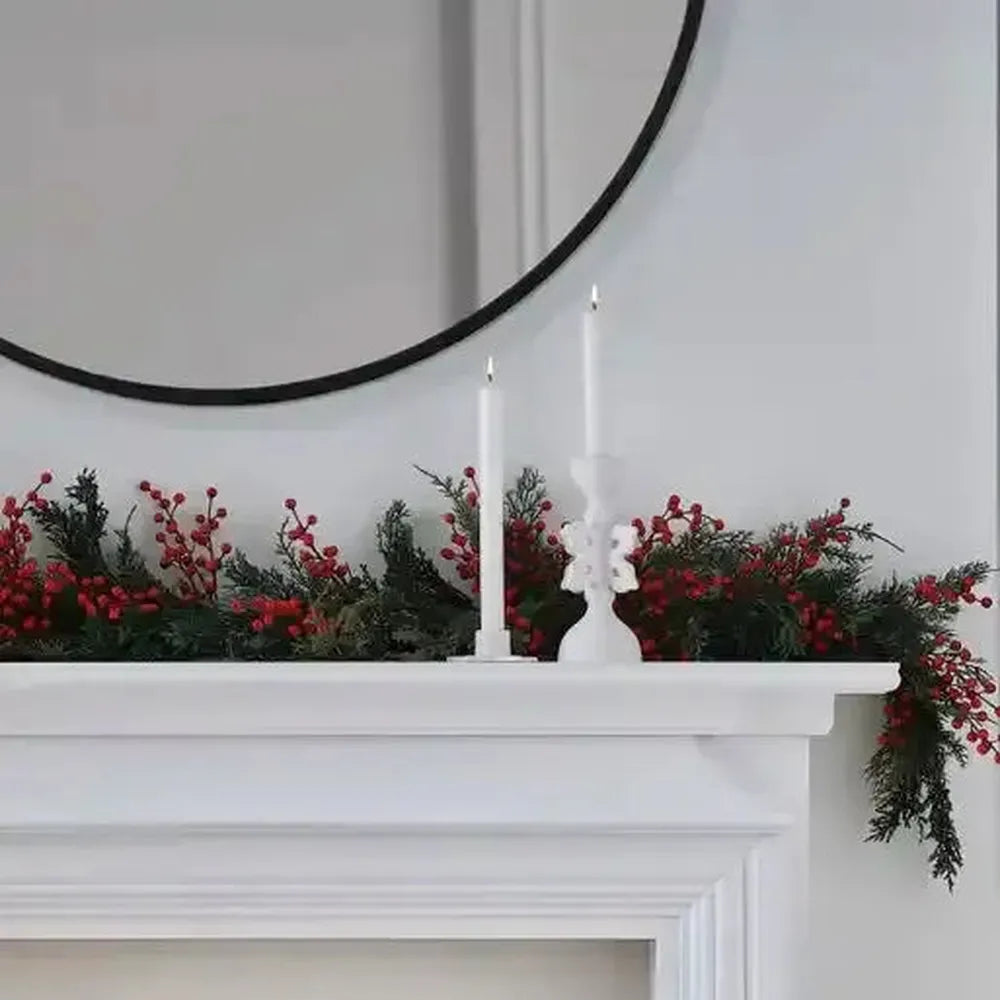 Red Berry Foliage Christmas Garland