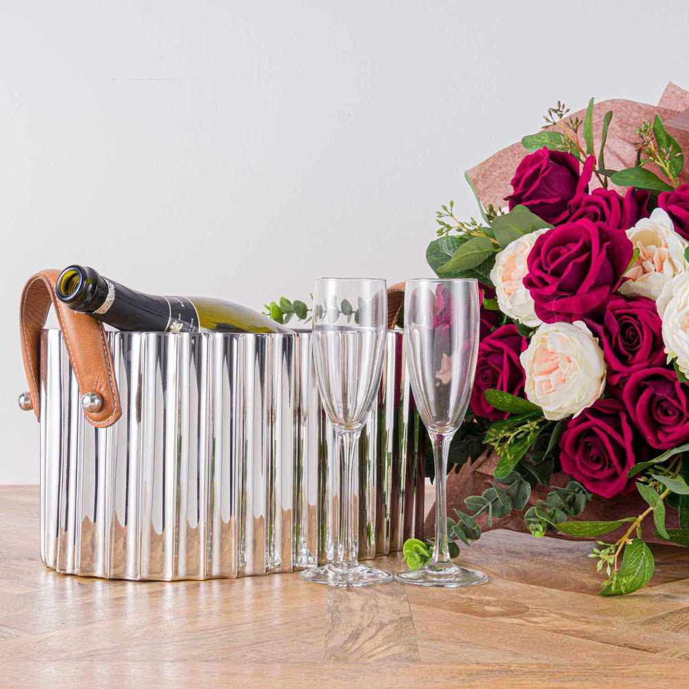 Large Fluted Champagne Cooler Silver - NEST & FLOWERS