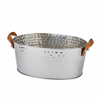 Large Leather Handled Champagne Cooler Silver - NEST & FLOWERS