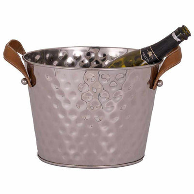 Leather Handled Champagne Cooler Silver - NEST & FLOWERS
