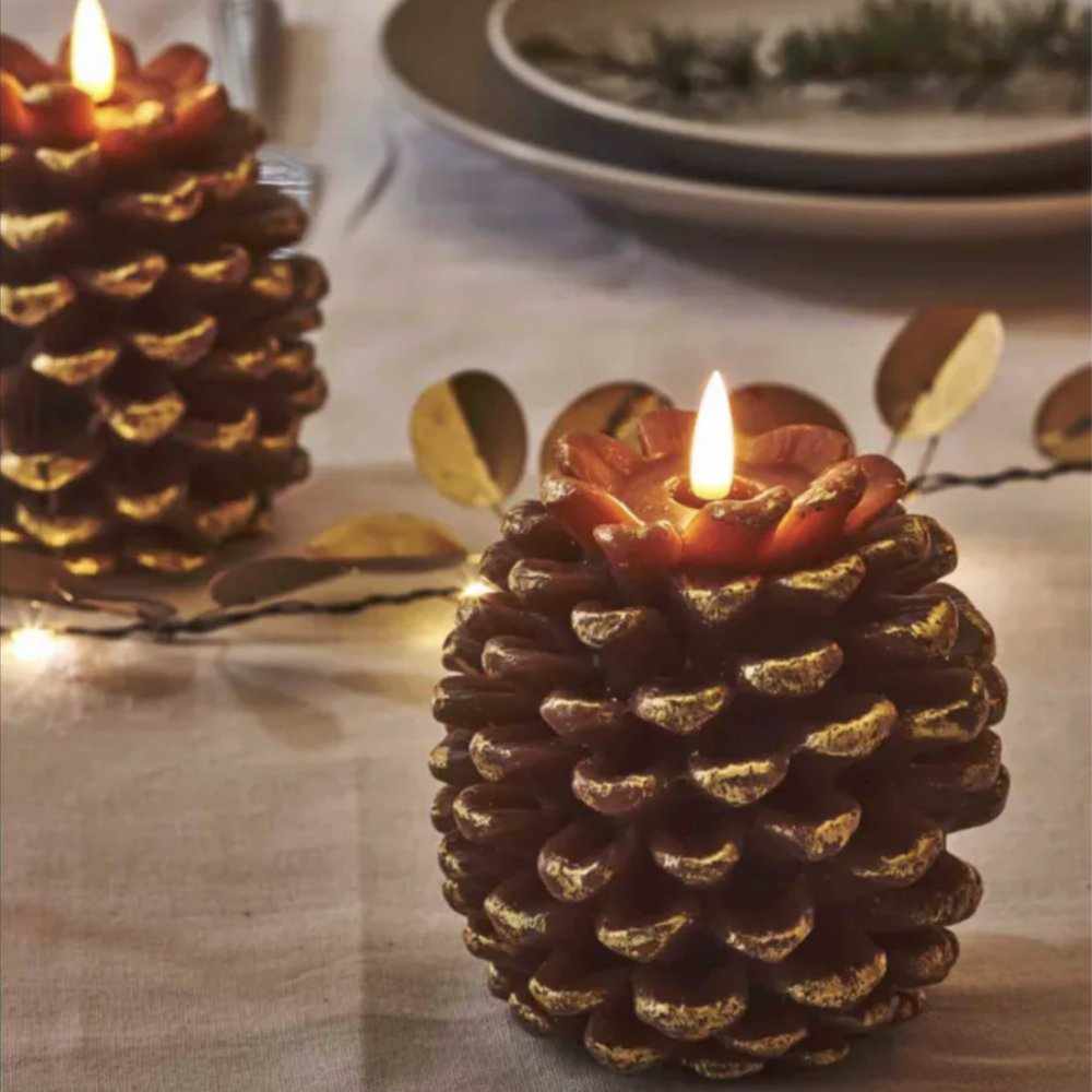 LED Pinecone Candles Gold - NEST & FLOWERS